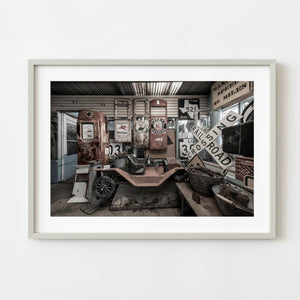 Antique gas pumps and vintage signs in Ash Fork Arizona