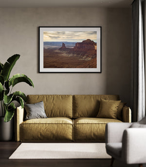 Warm light across rugged red rock formations in southern Utah
