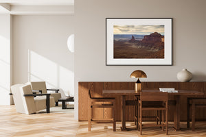 Sandstone cliffs and distant mesas in Canyonlands National Park