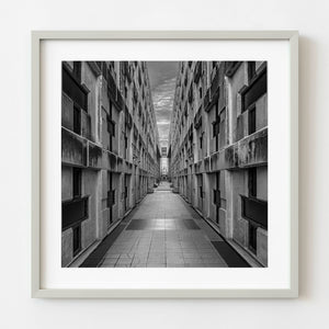 Columbus Lighthouse Monument interior corridor in Santo Domingo black and white
