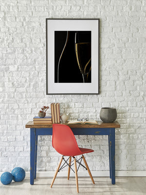 Abstract wine composition with strong black negative space