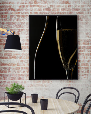 Minimalist still life formed by bottle and glass curves