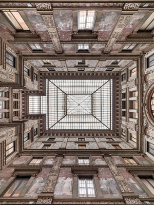 Upward view of Galleria Sciarra glass roof