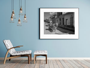 Horse and driver passing old buildings in Trinidad Cuba
