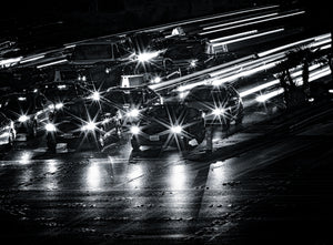 Night traffic and diagonal light trails on the Las Vegas Strip