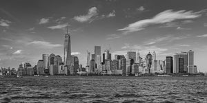 Panoramic New York City skyline viewed across the water