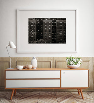 Repeating apartment windows and brick architecture in Manhattan