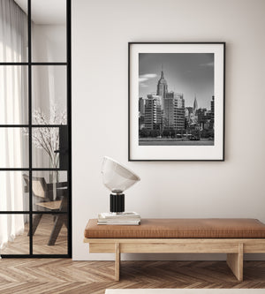 Manhattan skyscrapers and glass buildings beneath open sky
