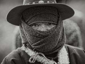Close portrait of a man with only his eyes uncovered