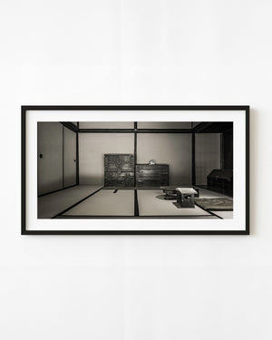 Tatami room with antique chests and a low reading stand at Matsue's Samurai Residence, Japan.