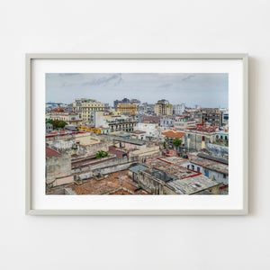 Aerial view of weathered rooftops in Old Havana Cuba