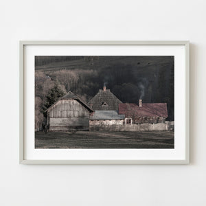 Weathered Romanian farm buildings in Moldova-Sulița Suceava
