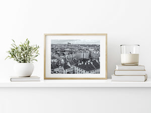 Prague Cityscape Black and White | Rooftops and Prague Castle