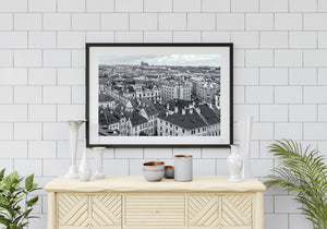 Prague Cityscape Black and White | Rooftops and Prague Castle