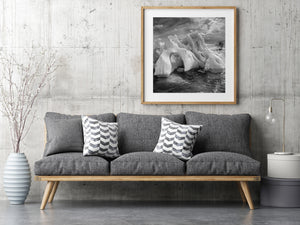 Detailed monochrome Antarctic iceberg landscape