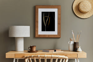 Minimalist sparkling wine still life with golden reflections