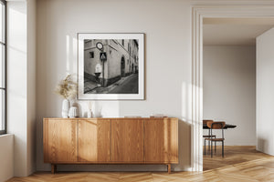 Italian urban scene with barred window stone basin and textured masonry
