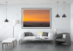 Tuscan Hills Beneath a Glowing Orange Sky Landscape Photography