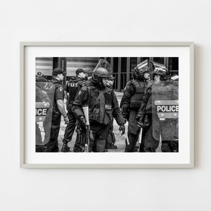 Toronto G20 riot police in black and white