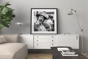 Black and white Italian wine festival character portrait