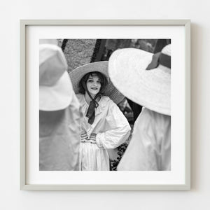 Black and white portrait of woman at a Tuscan wine festival