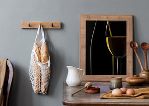 Minimalist wine bottle and glass still life