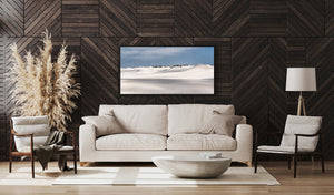 Wide panoramic view of sculpted white dunes in Australia