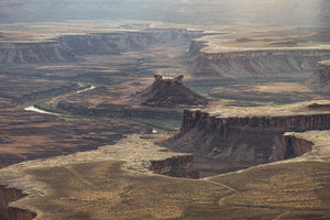 Layered desert canyons and river in Canyonlands National Park