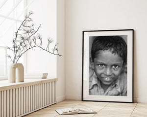 Indian boy smiling in a shallow depth of field portrait