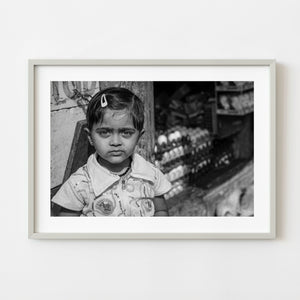 Black and white portrait of a young girl in Coonoor India