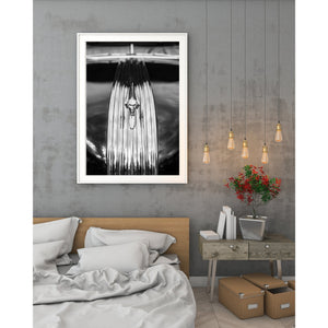 Black and white image of vintage car details