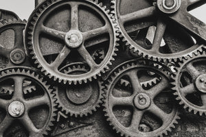 Intricate details of vintage mechanical gears