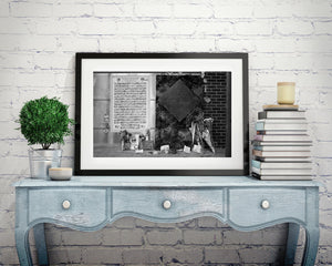 Flowers and notes honoring 9/11 heroes