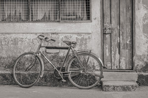 Bike Leaning Against Wall in Kochi | Photo Art Print fine art photographic print