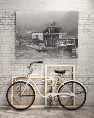 Abandoned boathouse coastal photography