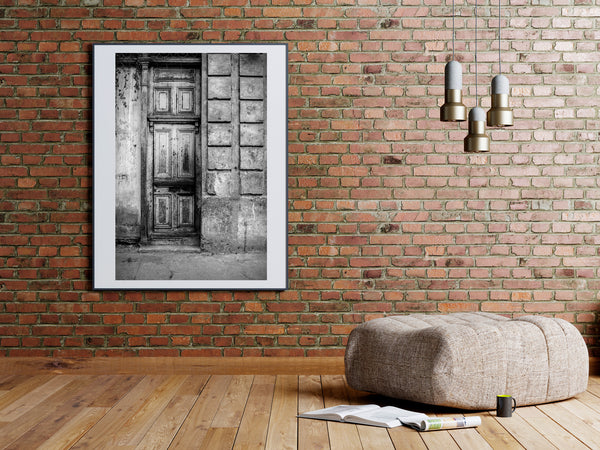 Aged Door in Cuban Building Exudes Timeless Monochrome Charm | Photo Art Print fine art photographic print