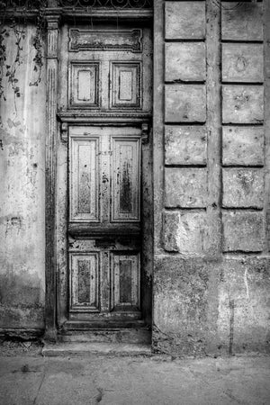 Aged Door in Cuban Building Exudes Timeless Monochrome Charm | Photo Art Print fine art photographic print