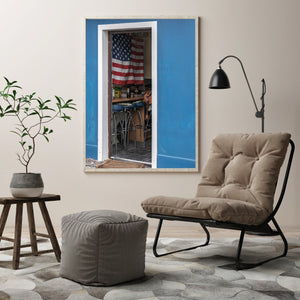 Patriotic Charm of an American Flag in a Small Back Room | Photo Art Print fine art photographic print