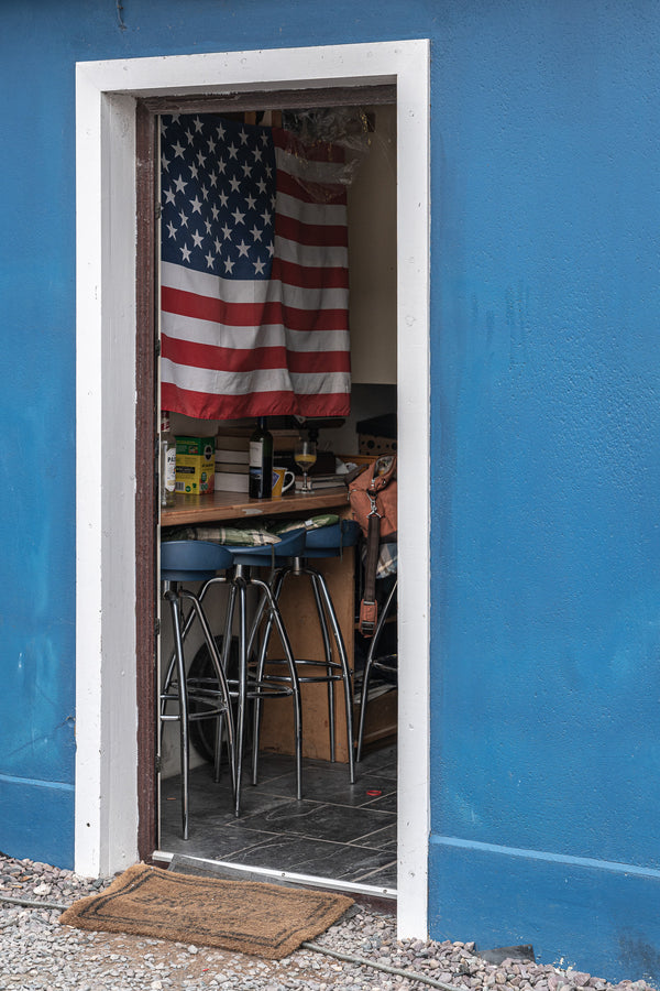 Patriotic Charm of an American Flag in a Small Back Room | Photo Art Print fine art photographic print