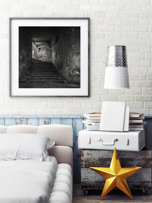 Ancient stairwell through buildings in Romania | Photo Art Print fine art photographic print