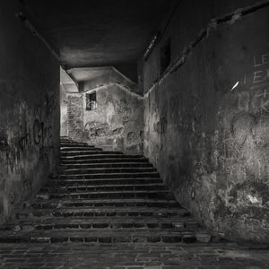 Ancient stairwell through buildings in Romania | Photo Art Print fine art photographic print