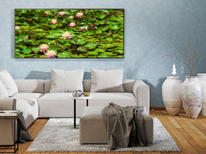 Beautiful Lily pads with pink flowers | Photo Art Print fine art photographic print