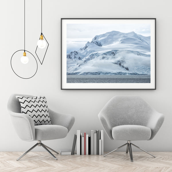 Beautiful snow covered mountains and ice cliffs in Antarctica | Photo Art Print fine art photographic print