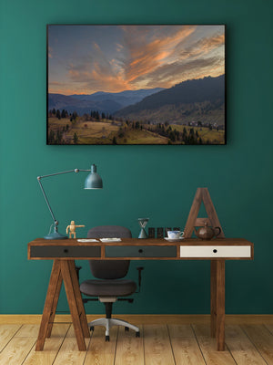 Beautiful sunset over the hills and valley of Romania | Photo Art Print fine art photographic print