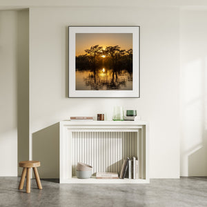 Beautiful sunset over the treeline of Caddo Lake | Photo Art Print fine art photographic print