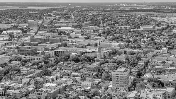 Black and white aerial view Charleston SC | Photo Art Print fine art photographic print
