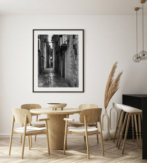 Black and white narrow lane Dubrovnik Croatia | Photo Art Print fine art photographic print