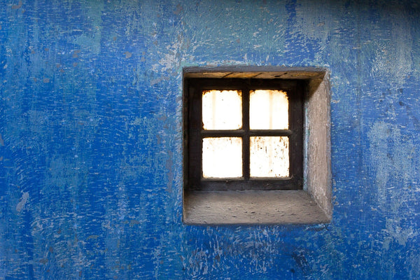 Blue wall and window Ushuaia prison | Photo Art Print fine art photographic print