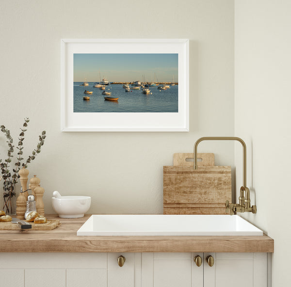 Boats anchored in protected anchorage in New Hampshire | Photo Art Print fine art photographic print