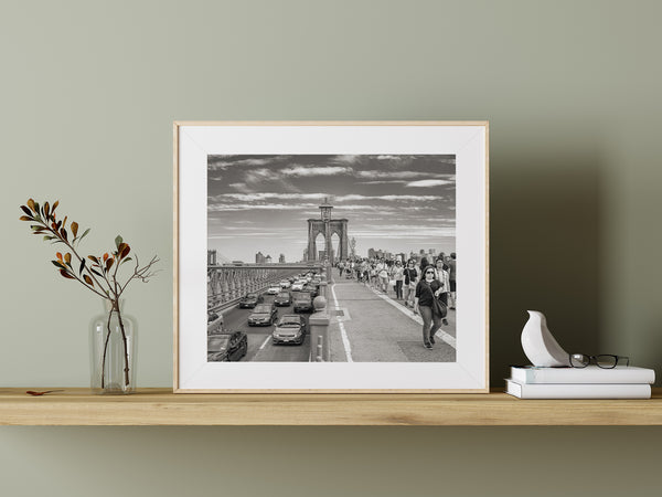 Brooklyn Bridge with people and cars | Photo Art Print fine art photographic print